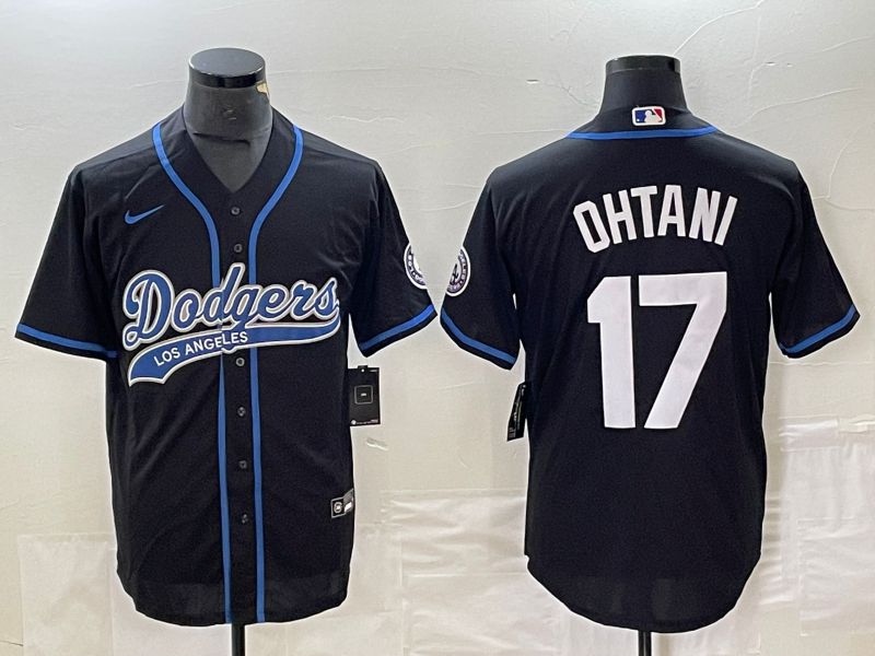 Men Los Angeles Dodgers #17 Ohtani Black Nike Game MLB Jersey style 1->los angeles dodgers->MLB Jersey